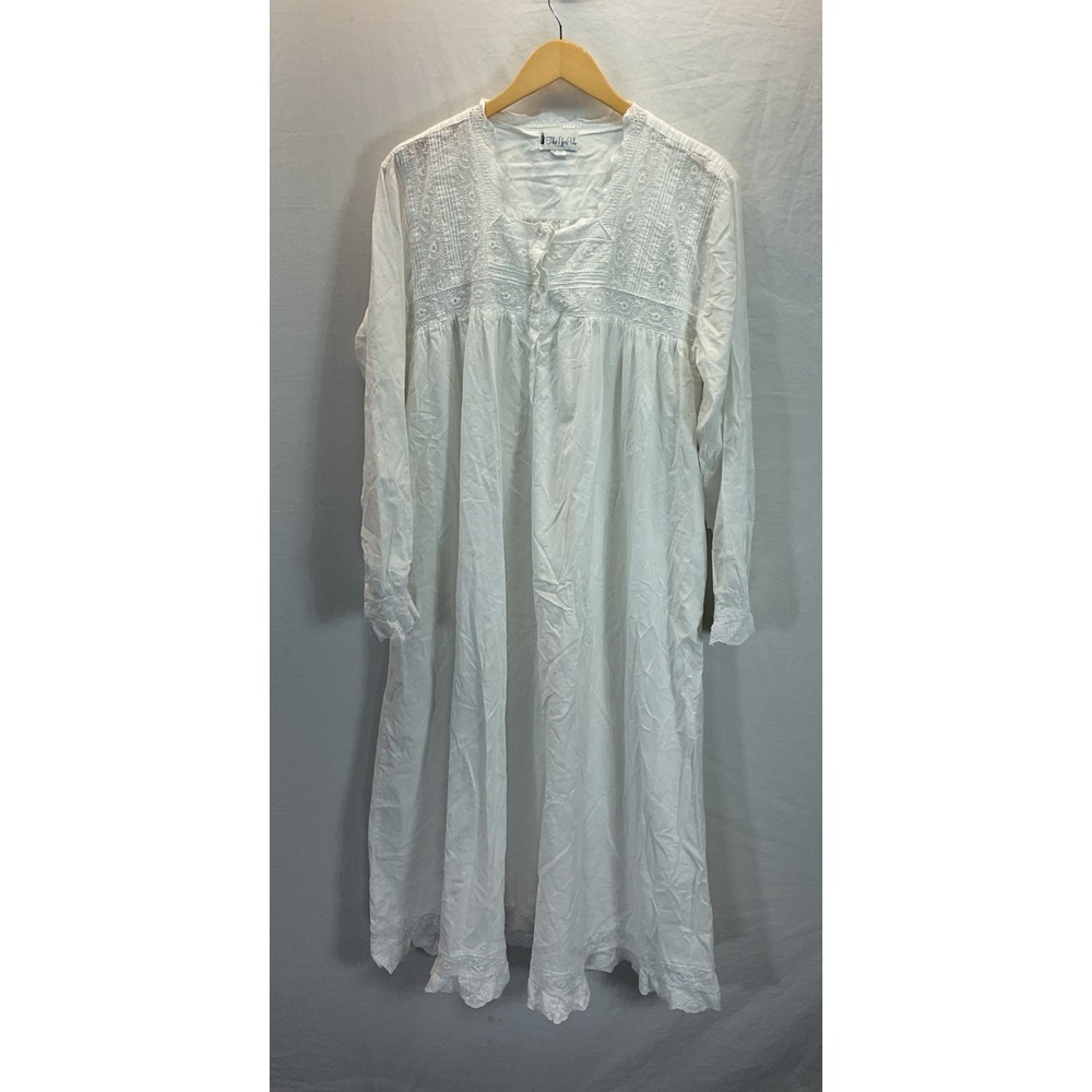 The 1 for U Victorian Women's Long Sleeve Embroidered Nightgown Dress 2XL White